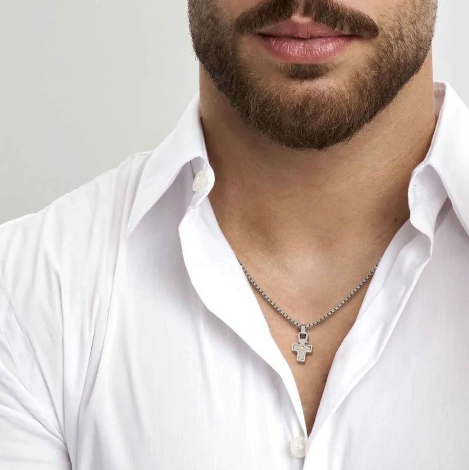 Naszyjnik stalowy męski Nomination Italy Manvision z krzyżem i śrubą 133004 012.png